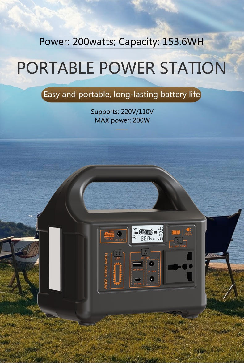 Portable power station 200w 110v 220v solar generator solar system power station camping solar RV power apply