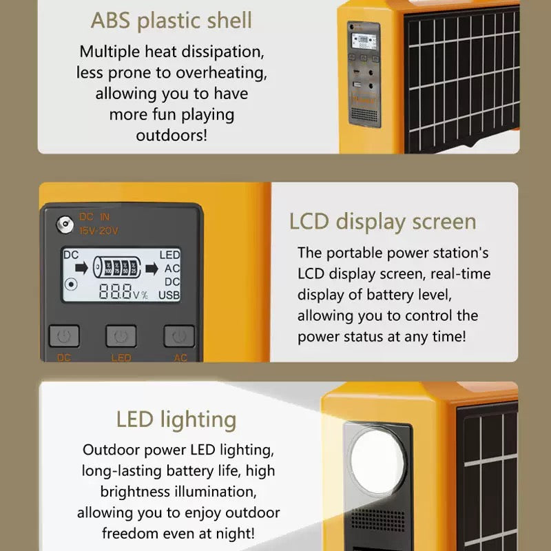 Portable Power Station 100W 200W All-in-one Solar Generator 110V 220V Camping Emergency Energy Storage Supply